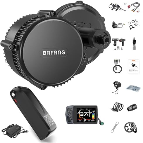BAFANG Kit de Motor Intermedio 48V 750W BBS02B con Pantalla EKD01 Multifuncional y Motor 8fun, Incluye Batería 48V 20Ah para Bicicletas 100mm