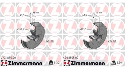 2X Zimmermann Bremstrommeln 203mm hinten passend für Logan Sandero