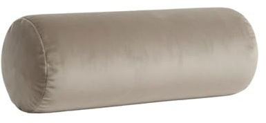 Kosiproducts Round Bolster Cushion Plush Velvet Pillow for Yoga Neck Relaxing Virgin Hollow Fibre Roll [75cmx25cm, Oyster]