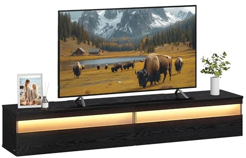 VASAGLE Kailyn Collection - TV-Lowboard, TV-Board hängend, Hängeschrank Wohnwand, für Verschiedene Fernseher, Fernsehtisch, für Wohnzimmer, modern, 178 x 35 x 30 cm, ebenholzschwarz LTV138B03