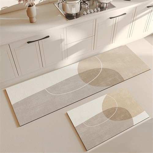 Highdi Tapis de cuisine antidérapant lavable, design moderne, tapis de cuisine, long tapis de cuisine, tapis de couloir, pour entrée de salon, salle de bains (60 x 120 cm, abstrait)