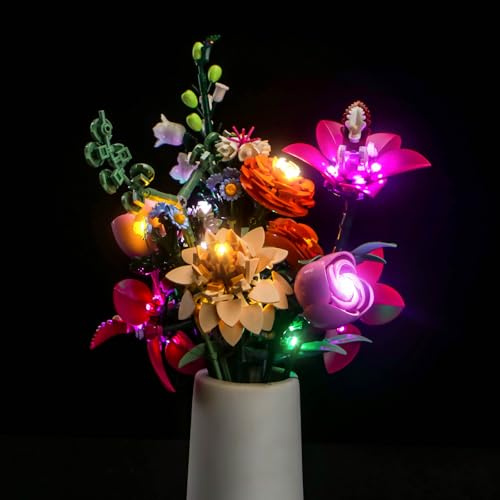 LocoLee Led Light Set Compatible with Lego 10342 Pretty Pink Flower Bouquet Led Decoration Lighting Kit Compatible with Lego 10342 Building Blocks Model,Only Lights Set,No Model