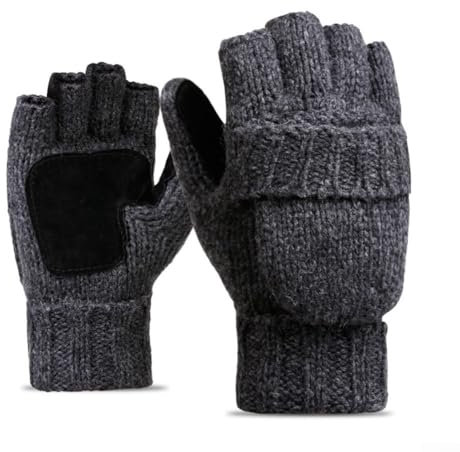 EasyByMall Warme wandelbare Fäustlinge zur Verbesserung der Geschicklichkeit bei Winteraktivitäten (Dunkelgrau)