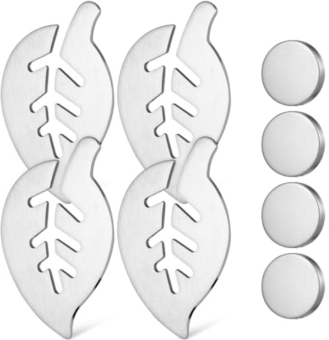 Amosfun 4 Sets of Tablecloth Weights, Leaf Shaped Stainless Steel Magnetic Clips, Tablecloth Clips for Outdoor, Weddings, Picnics, Camping
