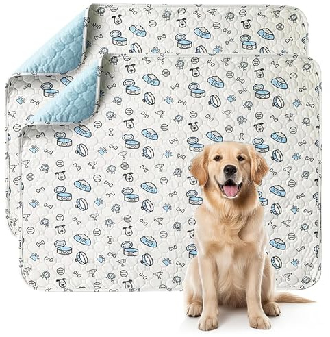 Waschbar Haustier-Urinunterlage, 2 Stück Wiederverwendbare Welpenunterlagen Matte für Hunde, Schnell Absorbierend Puppy Pads für Hunde, Katzen, Meerschweinchen, 60x90 cm