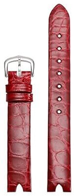 hoosouk Lederarmband für OMEGA De Ville Lederarmband V-förmige Öffnung Schraubstange Damenuhr(Reds)