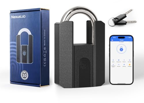 NexusLab Heavy Duty Smart Padlock with Key, Pad Lock with Code Keypad, Weatherproof Bluetooth APPDigital Combination Lock for Gate Outdoor Fence Storage Unit Locker Shed Pool