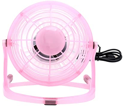 UKCOCO Mini Ventilador USB Silencioso Portátil Pequeño Ventilador de Escritorio Recargable Diseño y Compacto para Oficina y Uso Casa Color Rosa