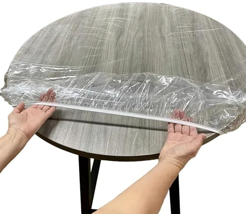 Tischdecke Mit Gummizug, Transparenter Tischschoner, Runder Klarsicht Tischschutz Für Esszische, Mit Elastischem Rand Ölbeständig Wasserdicht Kratzfest