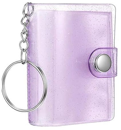 JINGLING Mini-Scrapbook Schlüsselanhänger | Fotoalbum Mini mit 24 Taschen | Anhänger für Tasche, tragbar, transparent – für Fotos Erwachsene Männer Frauen Geburtstag Hochzeit Schule Geldbörse Rucksack