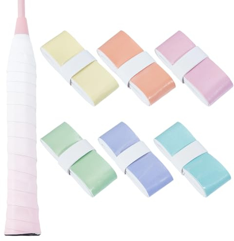 GORGECRAFT 12pz 6 Colori Nastro Adesivo Racchetta da Tennis in Pelle PU Colorato Antiscivolo Assorbente Impugnatura Racchetta da Tennis Nastro Adesivo Antisudore Badminton Pickleball Squash Padel
