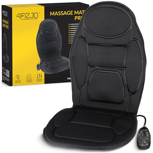 4FIZJO Massagesitzauflage, Shiatsu Massageauflage, Rückenmassagegerät mit Wärmefunktion, Massagematte mit Vibrationsmassage, Rollmassage für Nacken, Rückenmassage, Nackenmassage