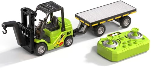Carrello elevatore telecomandato 1/64 Rc Carrello elevatore giocattolo Mini camion a doppio controllo con struttura in lega e multifunzioni Ricaricabile Divertimento per bambini Ragazzi Verde