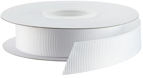 White Grosgrain Ribbon 10mm X 22 Metrs Gift Wrap Ribbon, Ribbons for Gift Wrapping, Christmas Ribbon, Gift Wrapping Ribbon for Crafting, Wedding Party Decor Double Sided