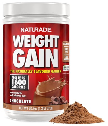 Naturade Weight Gain Nutrition Drink Mix for Healthy Weight Support, Balanced Calories with Protein, Vitamins & Minerals, Chocolate - 20.3 oz
