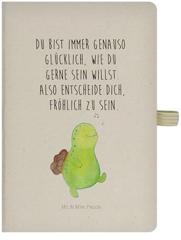 Mr. & Mrs. Panda DIN A5 Baumwoll Notizbuch Schildkröte pfeift - Geschenk, Depression, Lebensfreude, Adressbuch, Schreibheft, Notizen, Trennung, fröhlich, Notizheft, Tagebuch, Skizzenbuch