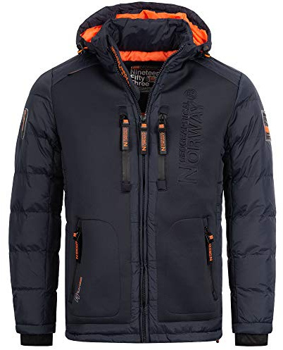 Geographical Norway IMS Production Chaqueta acolchada para hombre, con capucha, forrada y cálida. Anorak de exterior, para esquí y snowboard. Para invierno y otoño, tallas S-7XL, azul