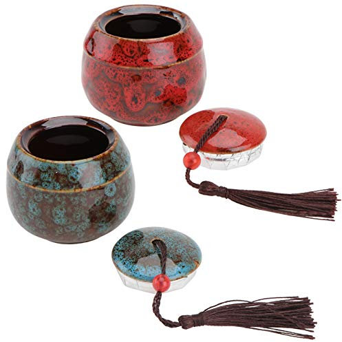 Cabilock 2stücke Teedosen Aus Keramik Retro Teekannen Für Lose Zur Aufbewahrung Von Tee Süßigkeiten Und Geschenken Luftdicht Rot Und Blau