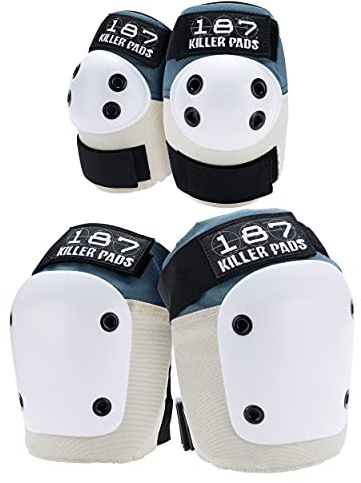 187 Killer Pads Knee Pads, Elbow Pads Combo Pack, Stone Blue, Large/X-Large