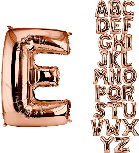 DekoRex Folienballon Rosegold 40cm Luftballon Geburtstag Hochzeit Deko (Buchstabe E)
