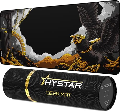 Hystar Extended Gaming Mouse Pad | XXL 36 x 16 | 5mm Thick, Waterproof Surface, Smooth Polyester Fabric, and Natural Rubber Base | Mythic Griffin
