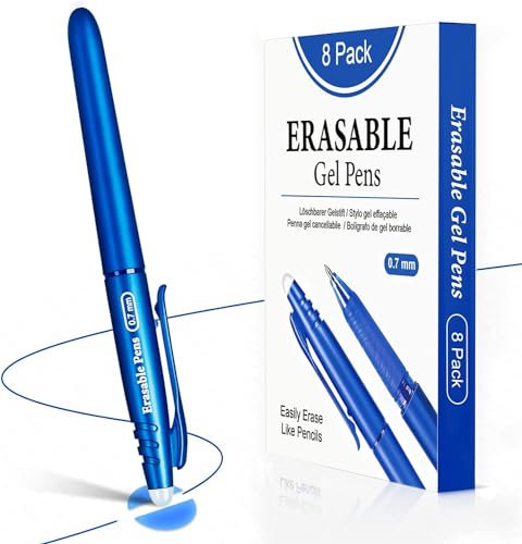 YYSHUS Radierbarer Kugelschreiber, Gelstifte Radierbar, Erasable Pens,8 Stück Tintenroller Radierbar Set, 0.7mm Blau Löschbare Stifte, Stifte zum Wegradieren für Studenten und Bürobedarf
