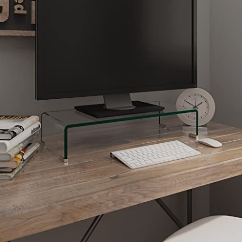 INLIFE TV-Tisch/Bildschirmerhöhung Glas Transparent 60x25x11 cm