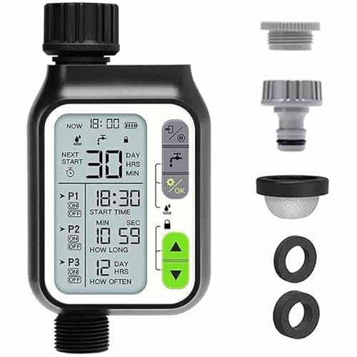 Temporizador de riego por aspersión inteligente Jardín Temporizador de aspersión automático Temporizador de agua de riego con sensor de lluvia Exterior 3 programas separados Controlador de riego Sis