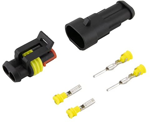 10 connettori per cavi auto, 2 poli/connettore rapido; IP67 impermeabili; per auto, moto, barca