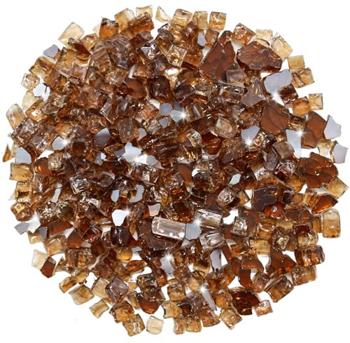 iShyan Vetro per braciere a propano, 3,2 kg 1/2 , in rame, riflettente, rocce per caminetto a gas, caminetto esterno, tavolo per paesaggistica