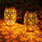 Farolillos Solares Exterior, OxyLED Solar para Exteriores 2 PCS Metal Grande Luces Solares Vintage Decoracion LED Exterior Jardin Lampara para Terraza Arbol Mesa Camping