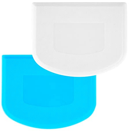 Pack of 2 Dough Scrapers (9.5cmx12cm) Food Grade Plastic, Non-Sticky & Flexible Dough Cutter for Pizza, Pastry, Bread Baking & Cake Decoration