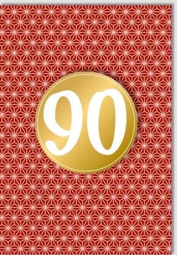 Gutsch Verlag Geburtstagskarte 90 Jahre - Stilvolle Jubiläumskarte mit Rot-Goldenen Sternen für den besonderen Ehrentag von Senioren - mit Umschlag