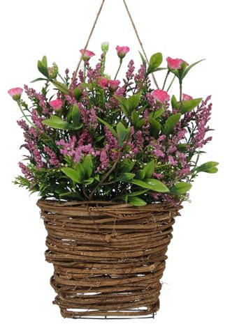 Wildflower Door Hanger Basket Wreath, Berry Door Hanger Basket, Berry Door Hanger Basket Decorative Wildflower Door Hanging Basket Wreath Exquisite Artificial Flowers Basket for Front Door Window