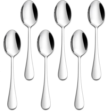 Homikit Kaffeelöffel, 6-teilig Edelstahl poliert Teelöffel Dessertlöffel Set, Kleiner Löffel Set für Zuhause Restaurant Hotel Café, Runde Griffe, Spülmaschinenfest, 13,5 cm