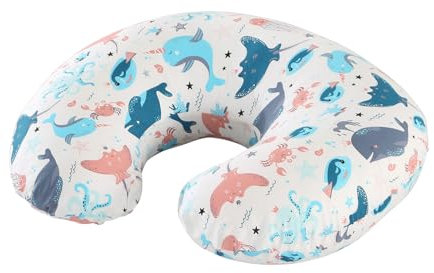 PASUKTER Nursing Pillow, Support Pillow Breastfeeding Pillow for Baby with 100% Cotton Cover, Underwater World