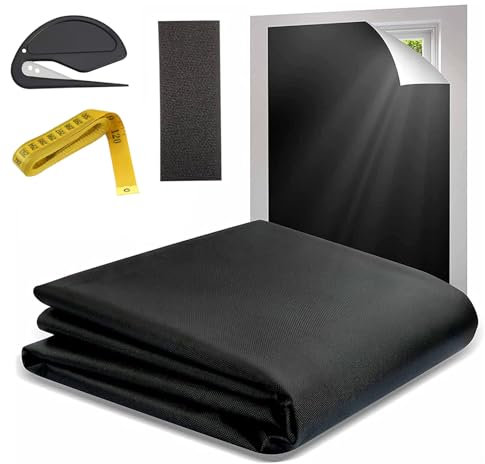 Verdunklungsstoff Sets,300x145cm verdunkelungsrollo ohne Bohren,Tragbare dachfenster verdunkelung Stoff, Dachfenster Sonnenschutz Verdunklung Abnehmbar für Urlaub Innen Dachschräge Fenster