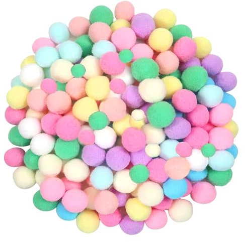 260 Stück Pompons zum Basteln, Pompons, Bommel zum Basteln, Bunte Pompons zum Basteln, Pompoms, Pompons Groß, Bommel zum Basteln für Lustige DIY Kreative Handwerk, Partydekoration