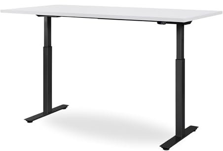 WRK21 - Elektrisch höhenverstellbarer Schreibtisch 160 x 80 cm – Leise Dual-Motor-Technologie, 2 Memory-Funktionen & Kollisionsschutz – Ergonomisches Home-Office & Büro-Design (Weiss/Schwarz)
