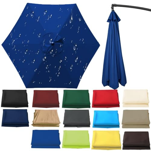 UUDQCD 2m-3.5m Parasol Replacement Canopy - Garden Umbrella Cover With 6/8 Ribs UV Protective Fabric
