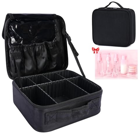 TAVADA Trousse de Maquillage,Valise Maquillage Professionnel,Trousse Maquillage Oxford Tissu Makeup Bag,Malette Vanity Voyage,Organisateur de Maquillage Portable avec des Compartiments Détachable