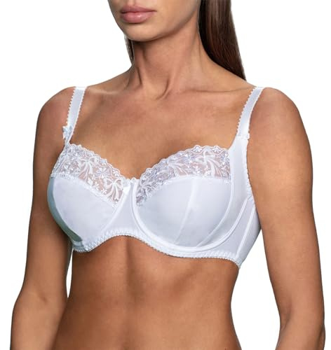frugue Reggiseno con Ferretto Senza Imbottitura in Pizzo, Taglie Forti Bianco IT 5C (EU 90C)