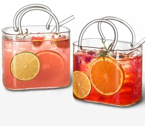 2PCS Glass Purse for Drinks,26oz Unique Wine Glasses Gifts for Women Party