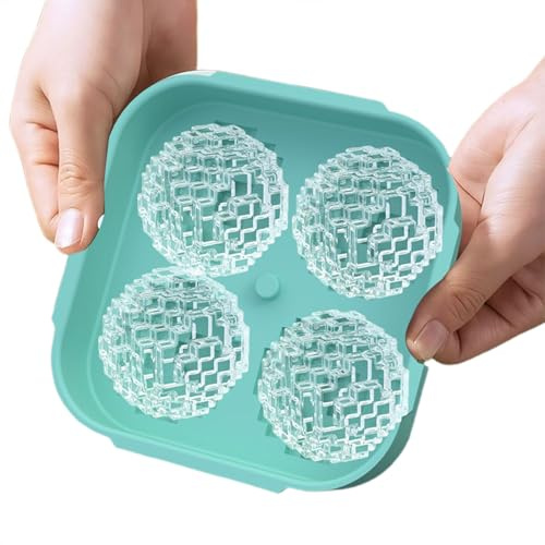 ETUCYNG Golf Ball Ice Molds, Silicone Freezer Mould in 4 Golf Shapes, Silicone Mould for Whiskey - for Cocktails Tequila Juice Fruit Jelly Chocolate Vanilla Sauce