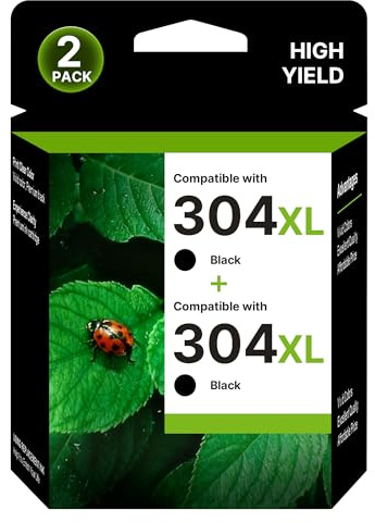 WISETA 304XL 304 XL patronen für HP 304 Druckerpatronen Ersatz Multipack HP für Envy 5030 5032 5000 DeskJet 2600 2620 2630 3750 3760 5010 5032 3720 5020 3762 2633 3730 (2 Schwarz,2-Pack)