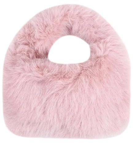 EFRJUWI Mjuk halvmåne vinterväska festväska för kvinnor, avslappnad fluffig för höst och vinter, Färg: rosa, Talla única