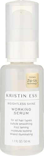 Kristin Ess Hair Weightless Shine Working Hair Serum for Dry Damaged Hair - Frizz Taming, Anti Breakage, Moisture Locking + Shine Enhancing - Color + Keratin Safe, 1.7 fl. oz.