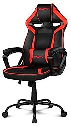DRIFT GAMING DR50 – Silla Gaming Profesional en Polipiel, reposabrazos Acolchados, pistón Clase 4, Asiento basculante y Altura Regulable, cojín Lumbar, Color Negro/Rojo