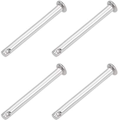 sourcing map 4 Stück Steckbolzen Gabelkopfstifte Gelenkstift Einloch Splintstift Flachekopf 4mm x 40mm aus Edelstahl 304