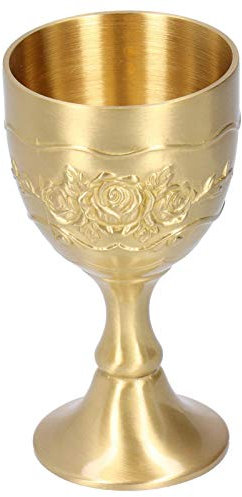 Copa de Latón, Cáliz Vintage Rosa en relieve Copa de Té con Leche Copa de Whisky Copa de Oro Copas de Chupito para Fiestas (L)